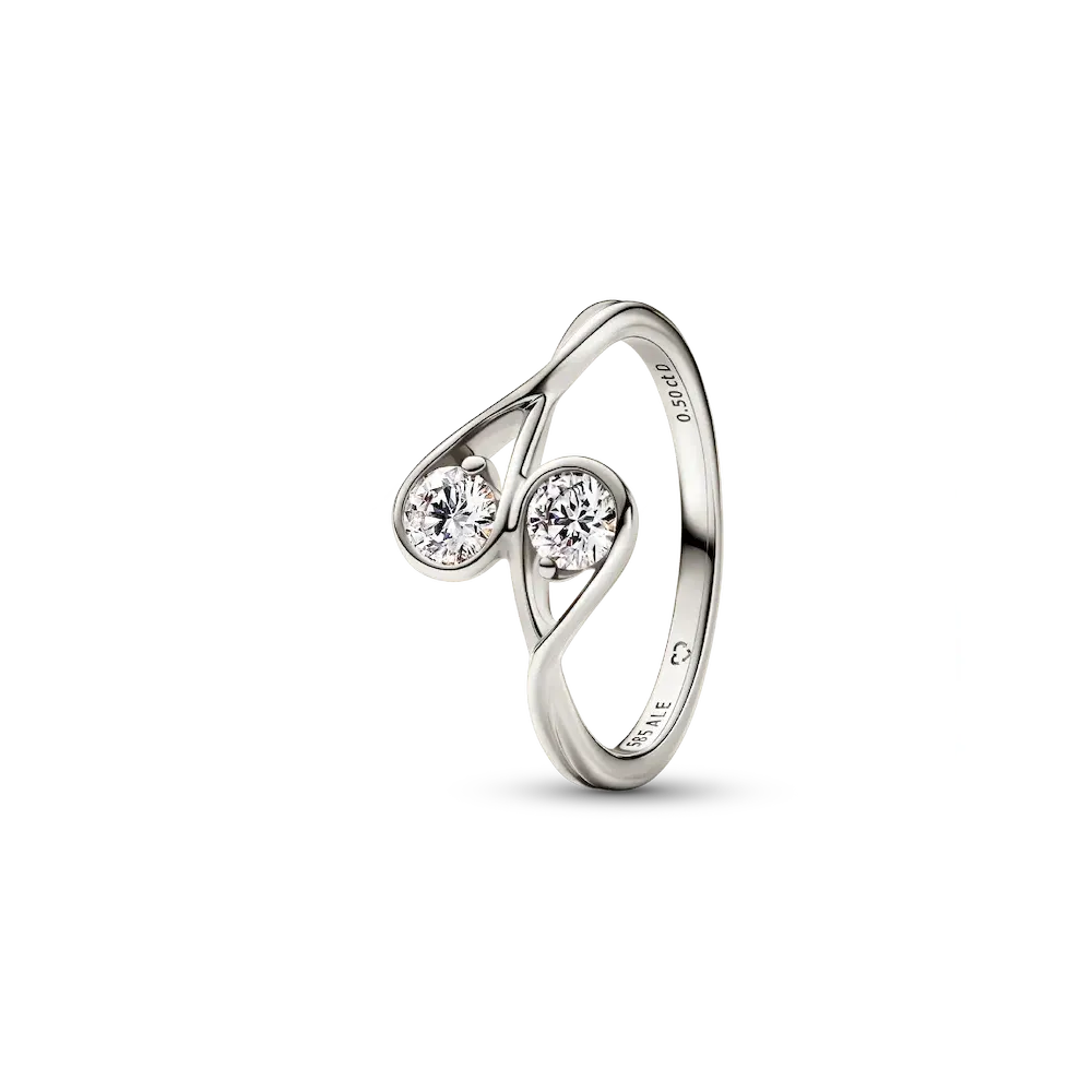 Pandora Infinite 14k White Gold Double Lab-grown Diamond Ring