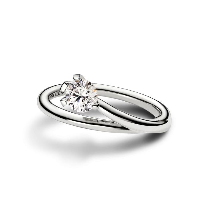 Pandora Nova 14k White Gold Lab-grown Diamond Asymmetric Ring - Image 4