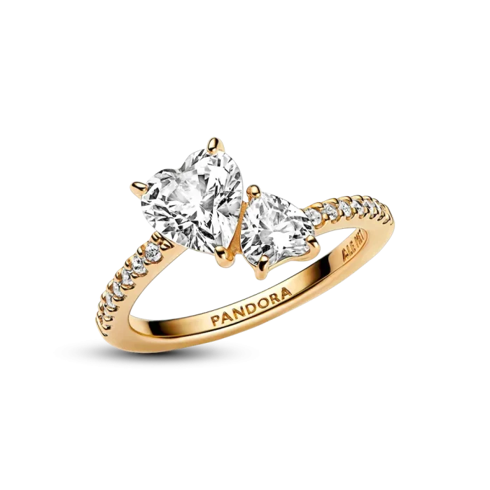 Double Heart Sparkling Ring - Image 4