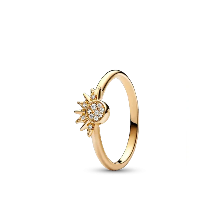 Celestial Sparkling Sun and Moon Ring Set - Image 2