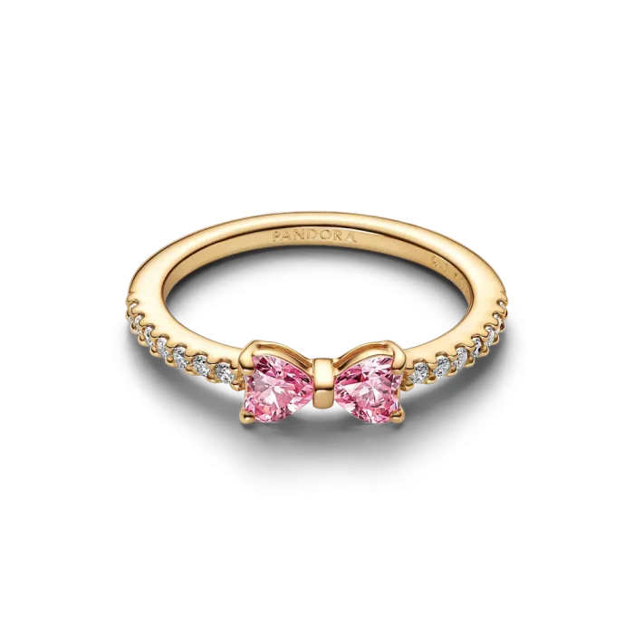 Sparkling Pink Bow Ring - Image 2