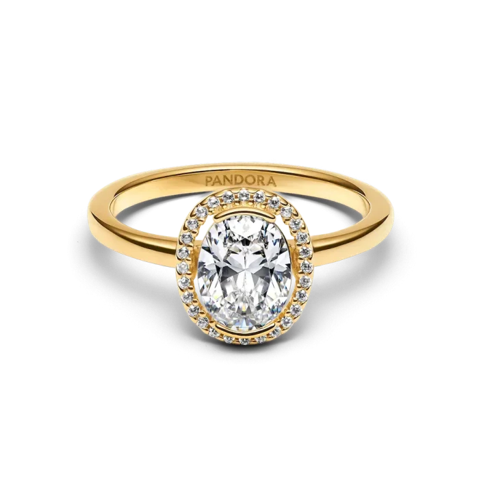 Oval Sparkling Halo Ring - Image 5