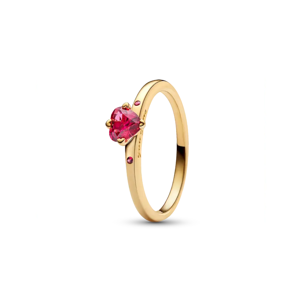 Sparkling Red Heart Ring
