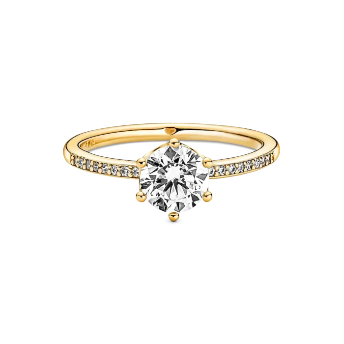Clear Sparkling Crown Solitaire Ring - Image 3