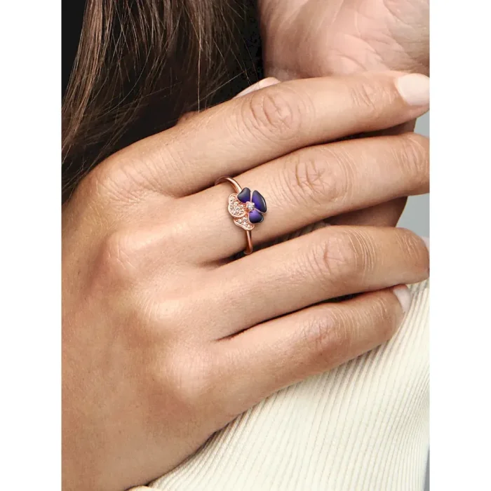 FINAL SALE - Deep Purple Pansy Flower Ring - Image 2