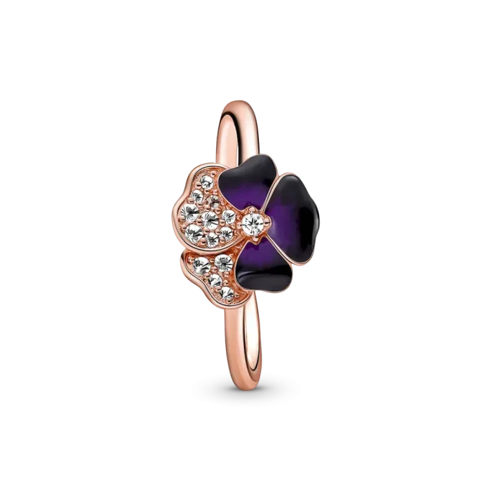 FINAL SALE - Deep Purple Pansy Flower Ring - Image 4