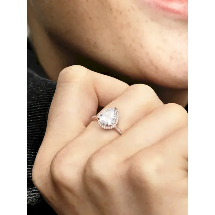 Sparkling Teardrop Halo Ring - Image 2