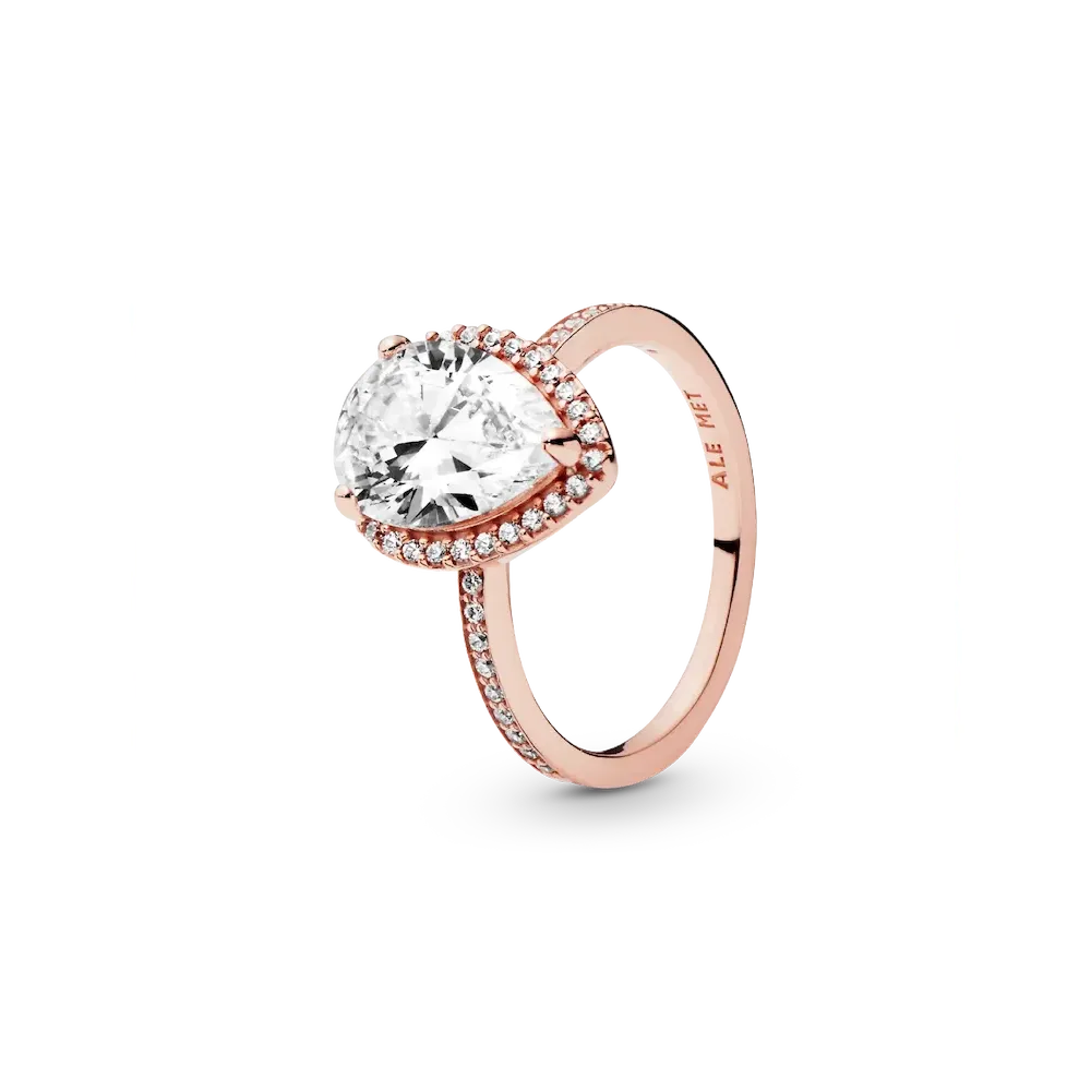 Sparkling Teardrop Halo Ring