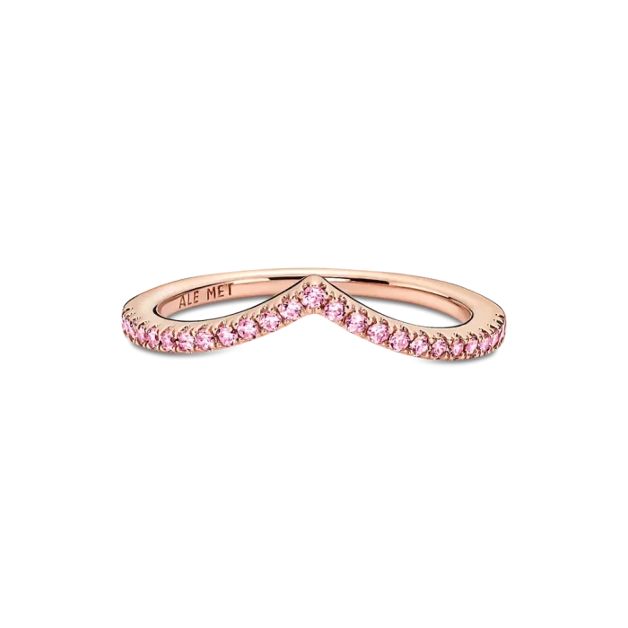 Sparkling Pink Heart Wishbone Ring Set - Image 4