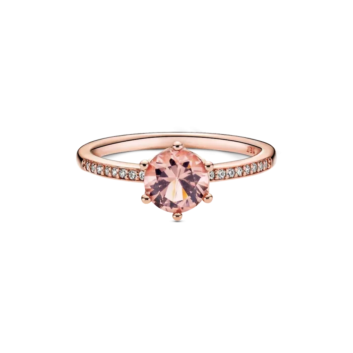 Pink Sparkling Crown Solitaire Ring - Image 4