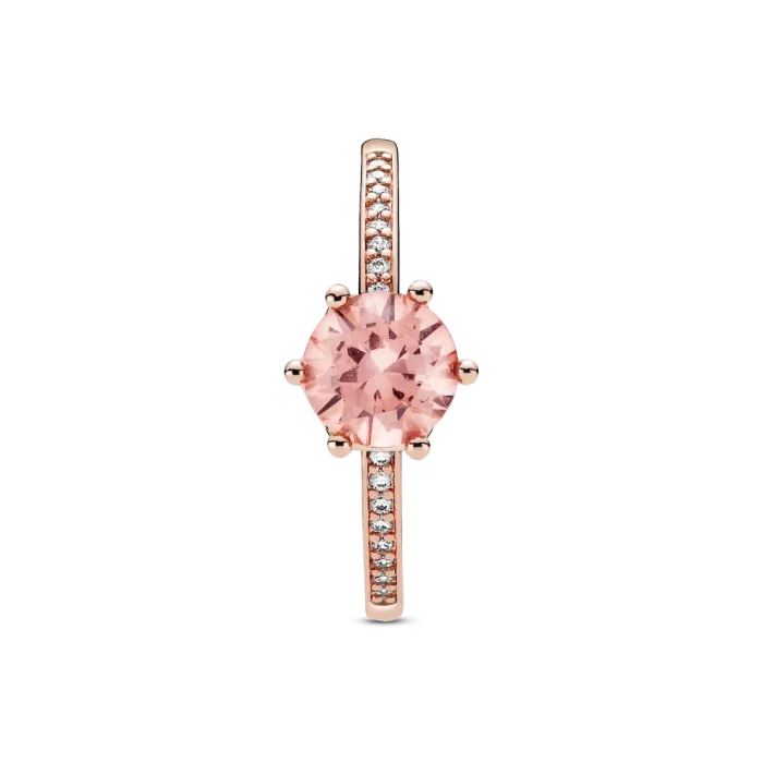 Pink Sparkling Crown Solitaire Ring - Image 5