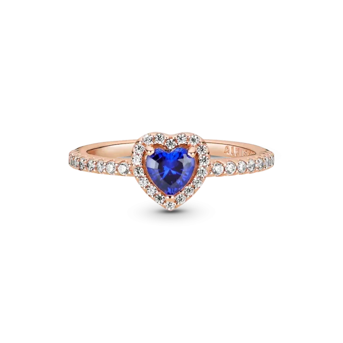 Sparkling Blue Elevated Heart Ring - Image 4