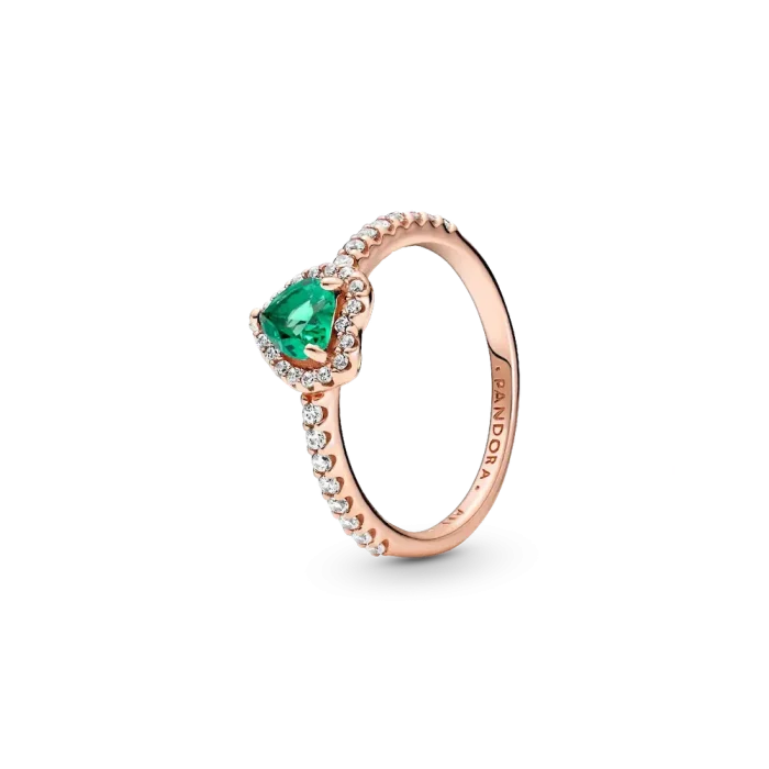 Green Heart Princess Wishbone Stacking Ring Set - Image 2