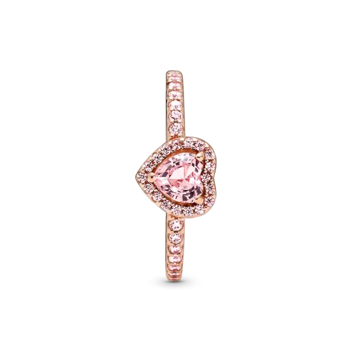 Sparkling Pink Heart Wishbone Ring Set - Image 11
