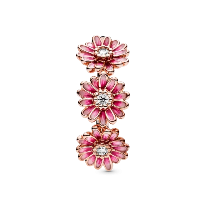 Pink Daisy Flower Trio Ring - Image 5