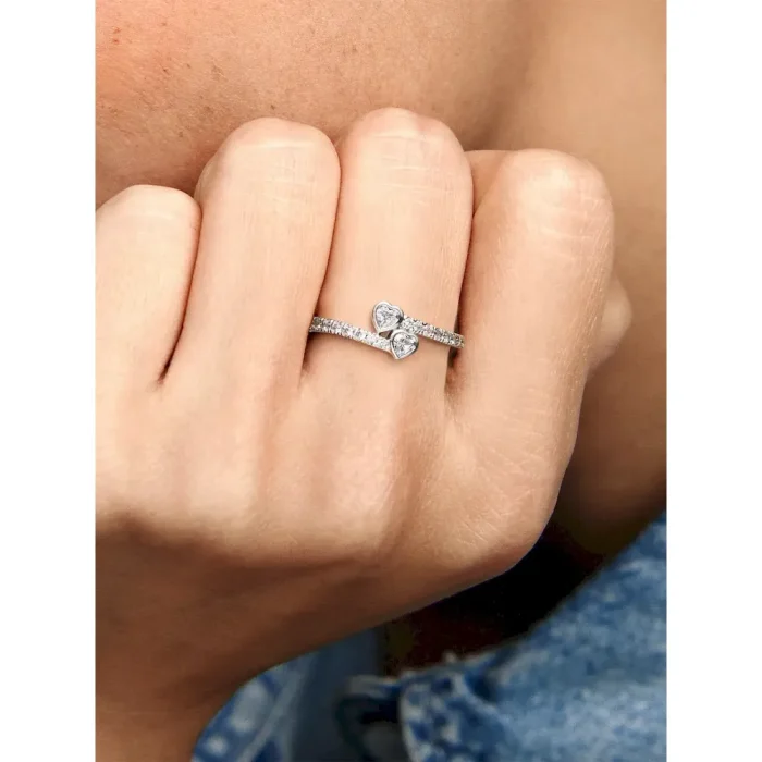 Two Sparkling Hearts Ring - Image 2