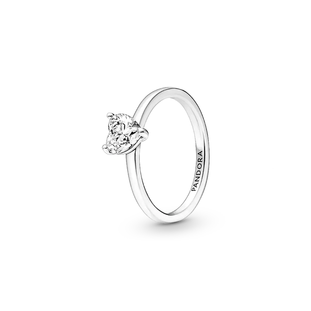 Sparkling Heart Solitaire Ring