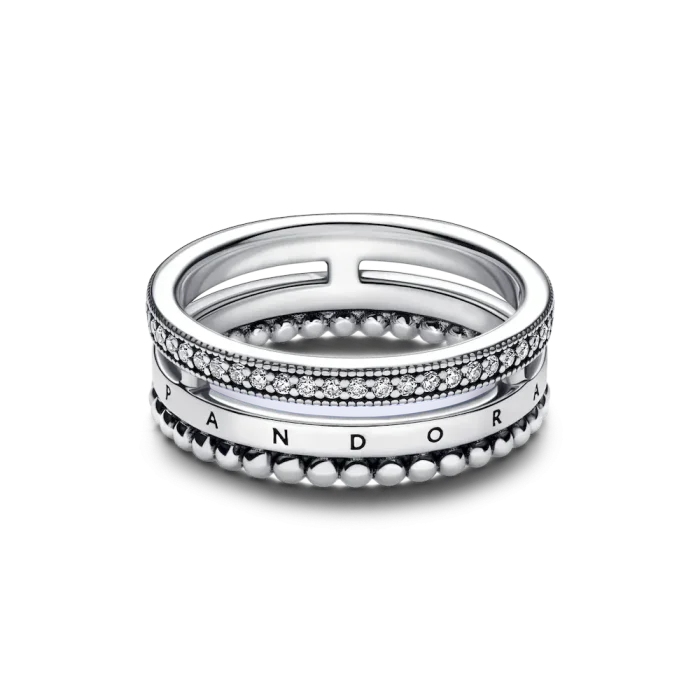 Pandora Signature Logo Pavé & Beads Ring - Image 5