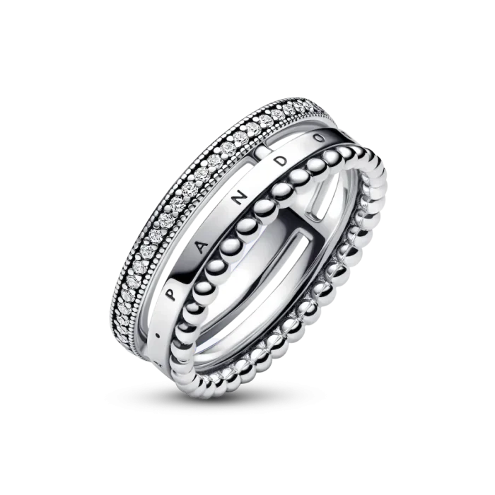 Pandora Signature Logo Pavé & Beads Ring - Image 4