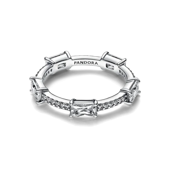 FINAL SALE - Rectangular Bars Sparkling Pavé Ring - Image 4