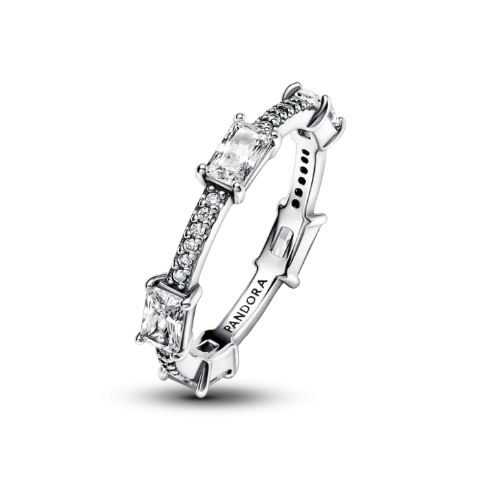 FINAL SALE - Rectangular Bars Sparkling Pavé Ring - Image 5