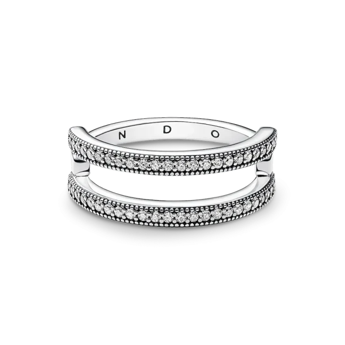 FINAL SALE - Pandora Signature Logo & Pavé Double Band Ring - Image 5