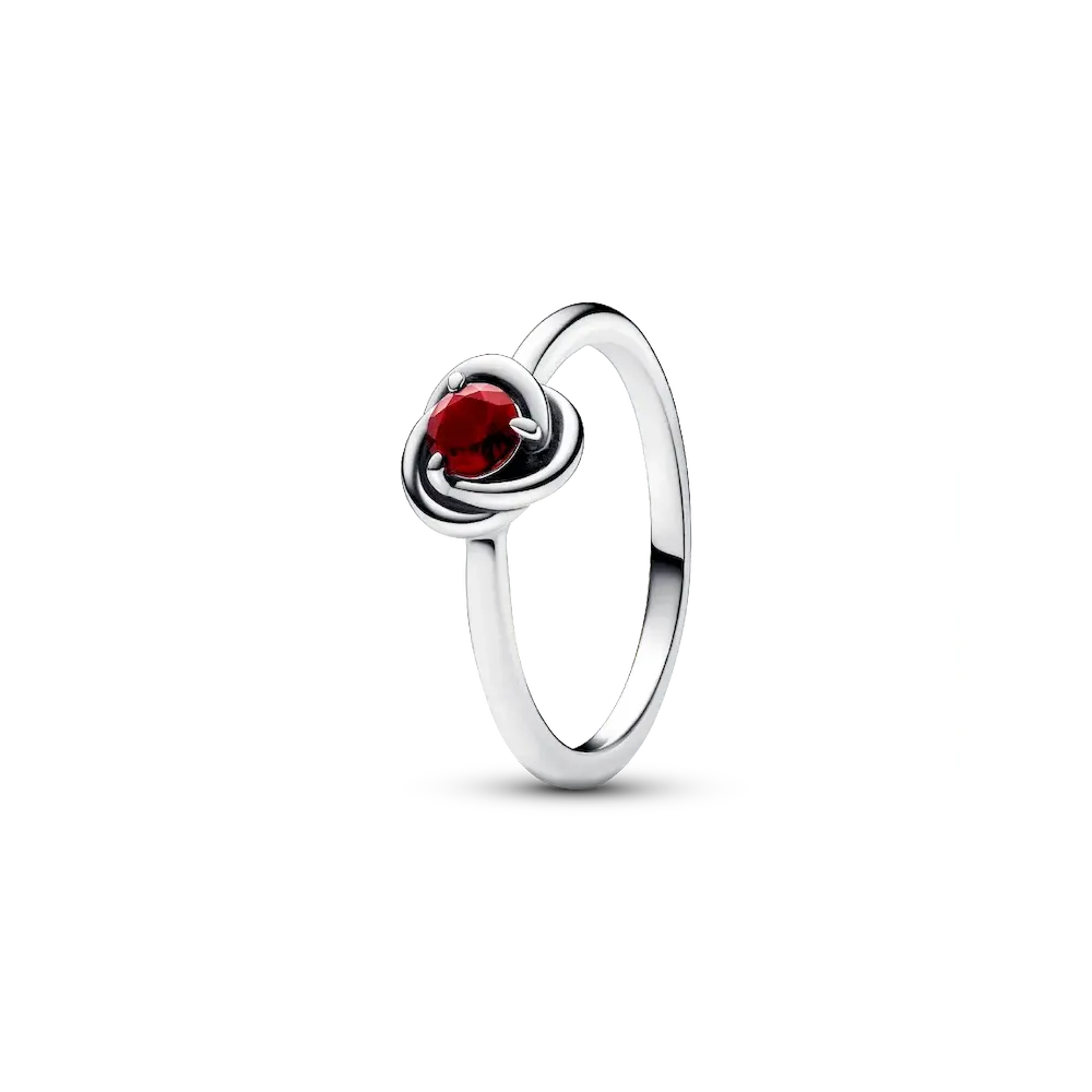January Red Eternity Circle Ring