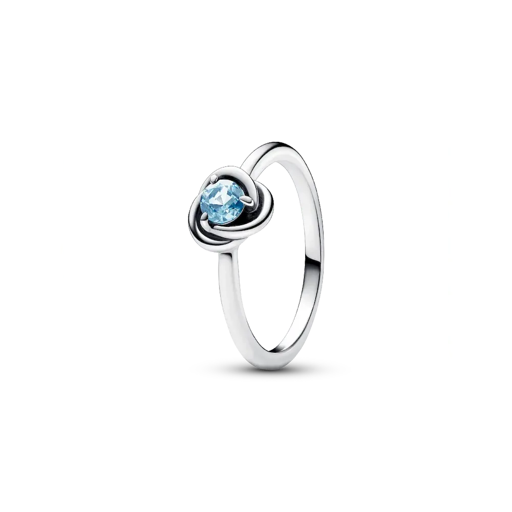 March Sea Aqua Blue Eternity Circle Ring