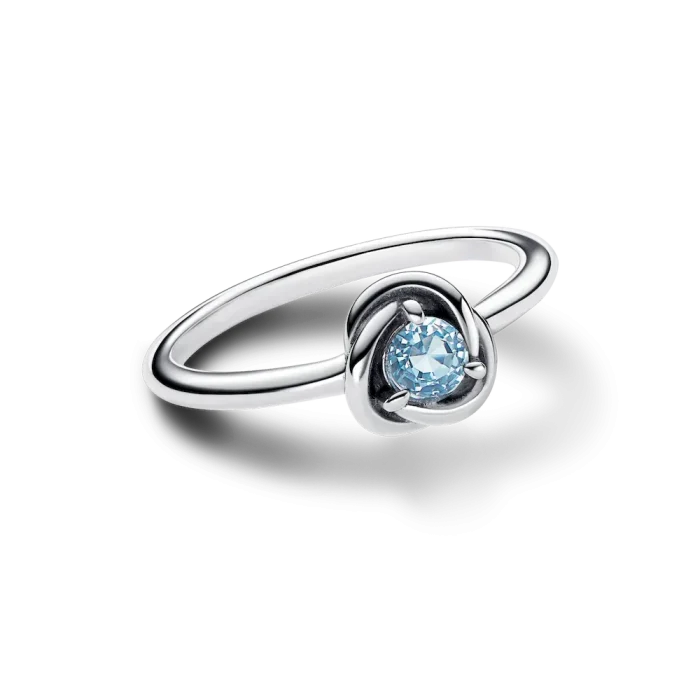 March Sea Aqua Blue Eternity Circle Ring - Image 4