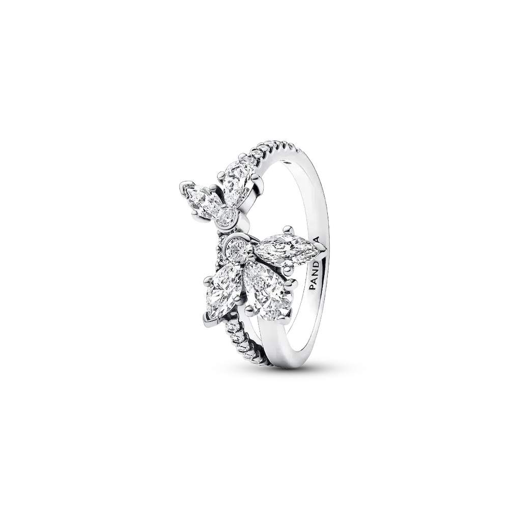 Sparkling Asymmetrical Herbarium Cluster Ring