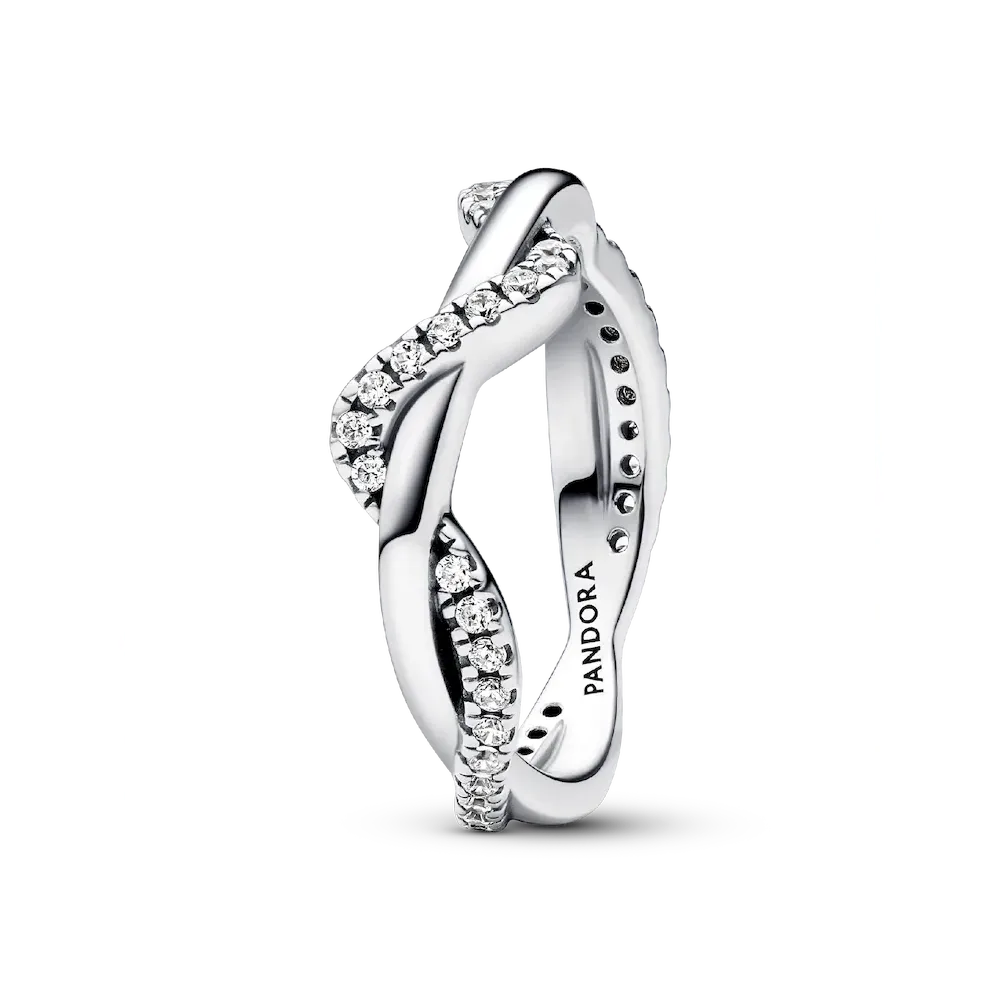 Sparkling Intertwined Wave Ring