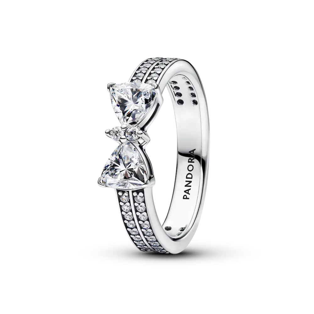 Sparkling Bow Double-row Ring