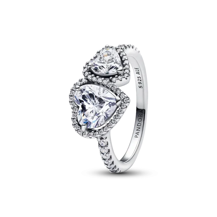 Sparkling Halo Hearts Ring Set - Image 2