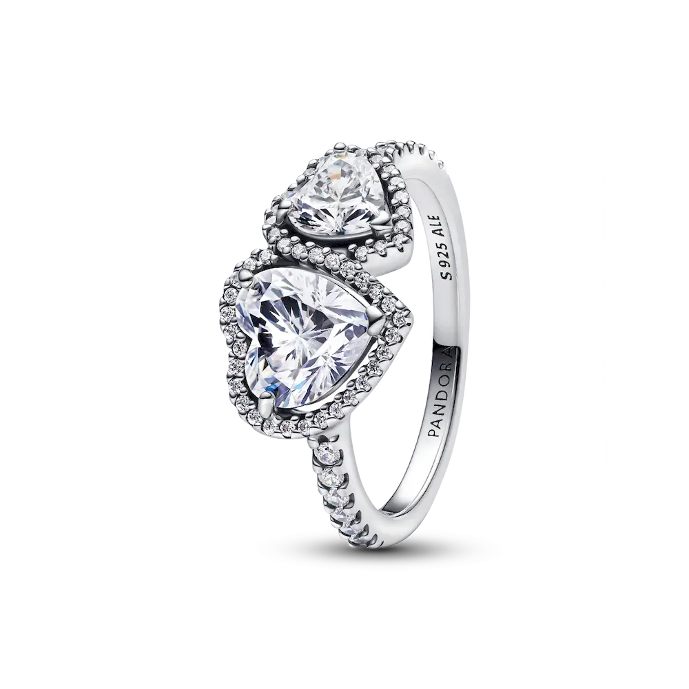 Sparkling Halo Hearts Ring