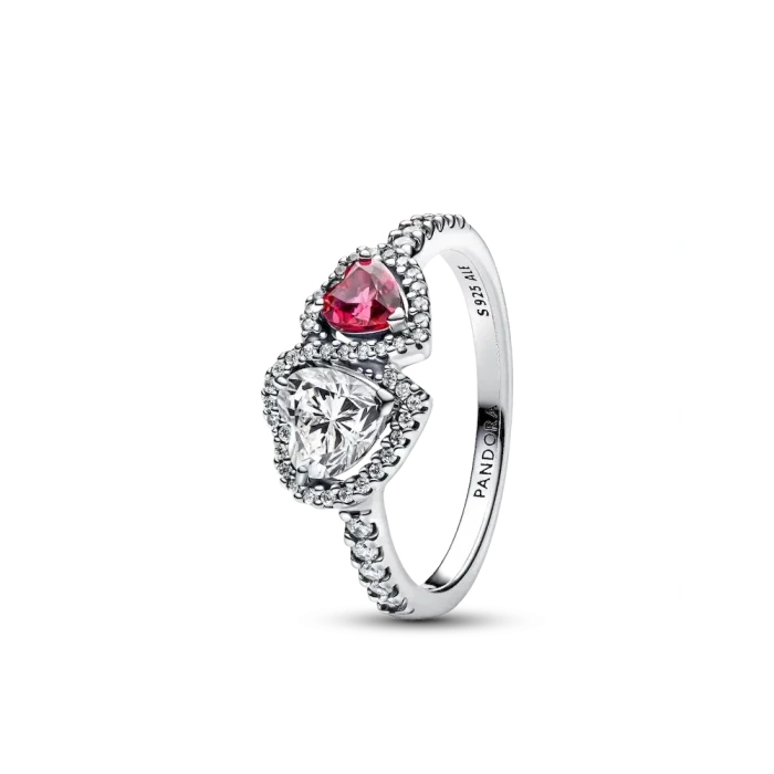 Sparkling Halo Hearts Ring Set - Image 3