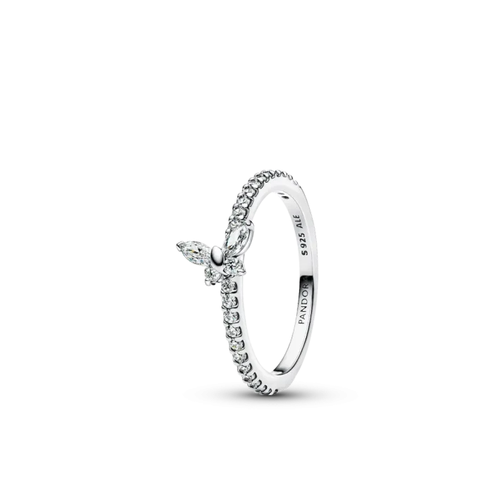 Sparkling Clear Butterfly Ring and Earring Set - Image 3