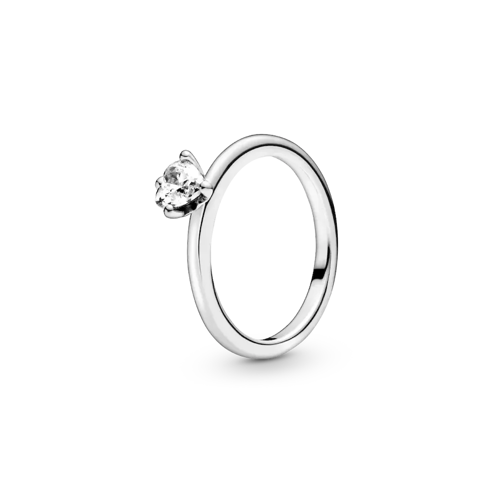 Clear Heart Solitaire Ring