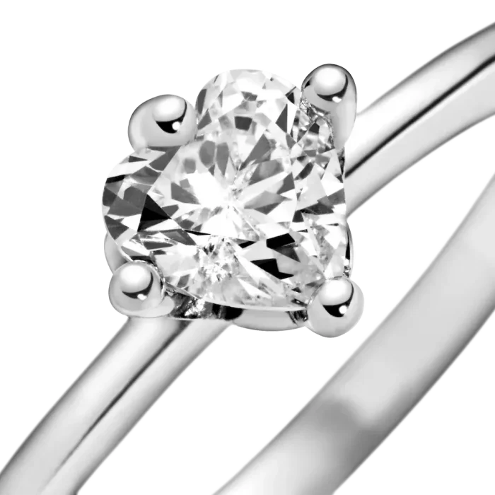 Clear Heart Solitaire Ring - Image 6