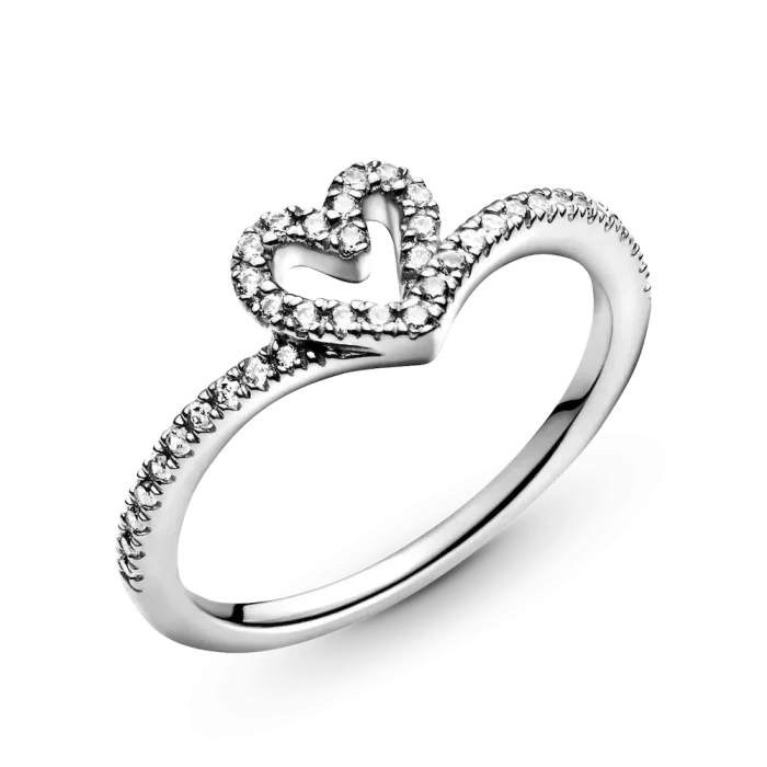 Sparkling Wishbone Heart Ring - Image 6