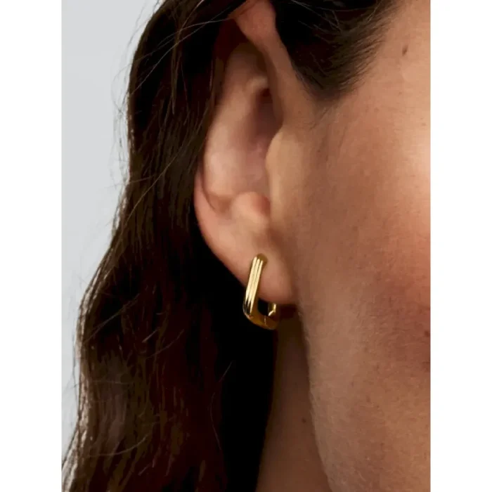 Twisted Triangle Small Hoop Earrings - Image 2