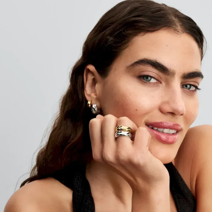 Two-Tone Ripple Effect Ring Set - Image 10