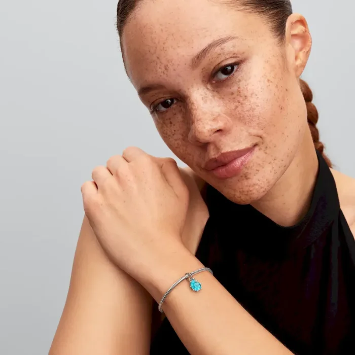 Blue Murano Glass Sea Snail Dangle Charm - Image 3