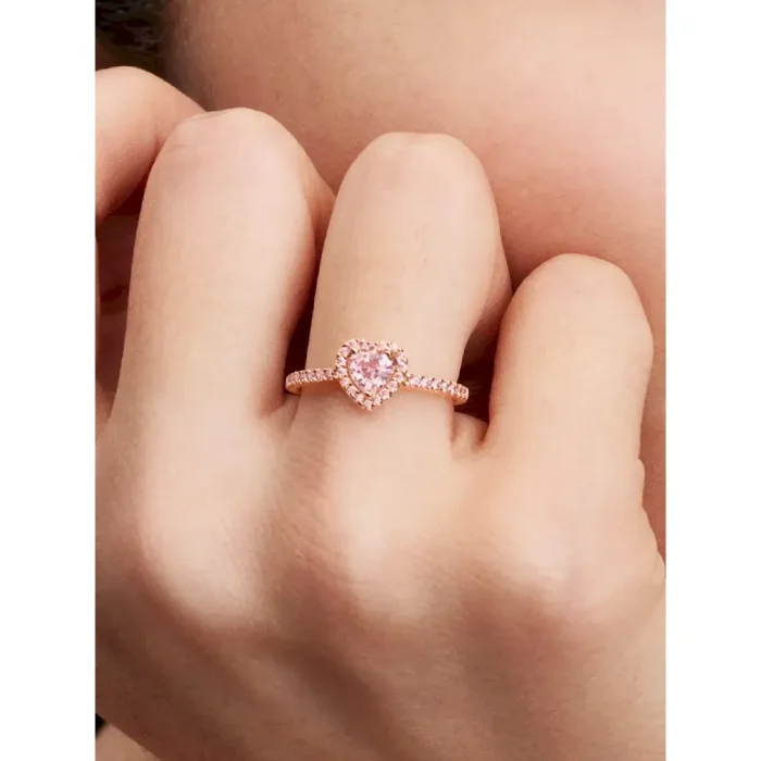 Sparkling Pink Heart Wishbone Ring Set - Image 7