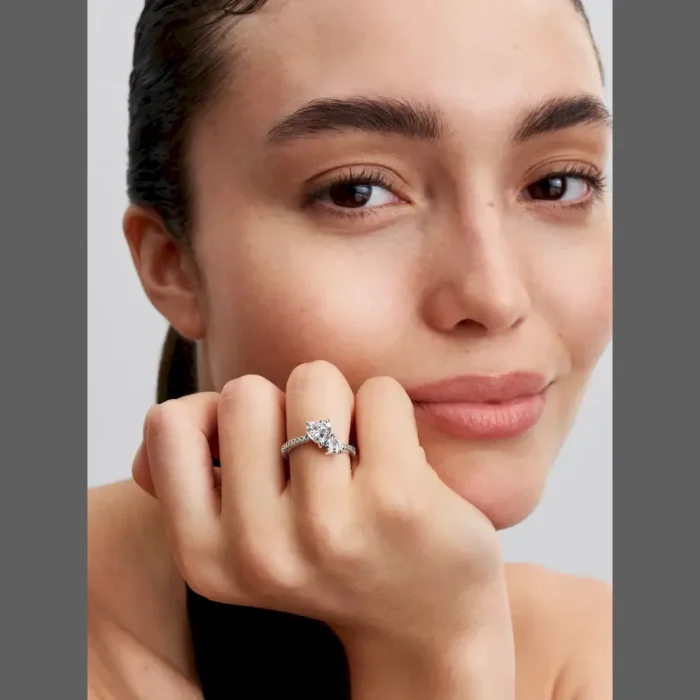 Double Heart Sparkling Ring - Image 4