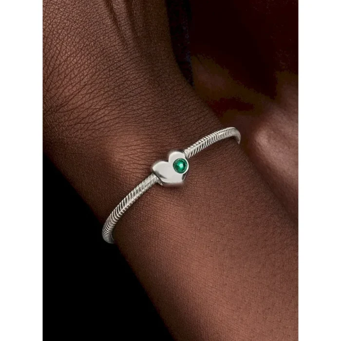 Engravable Green Stone Heart Charm - Image 2