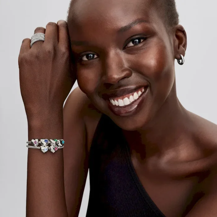 Engravable Blue Stone Heart Charm - Image 3