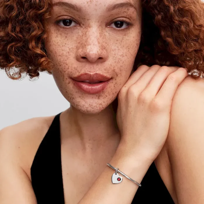 January Red Stone Heart Dangle Charm - Image 4