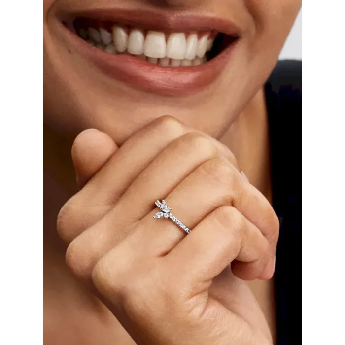 Sparkling Clear Butterfly Ring and Earring Set - Image 9