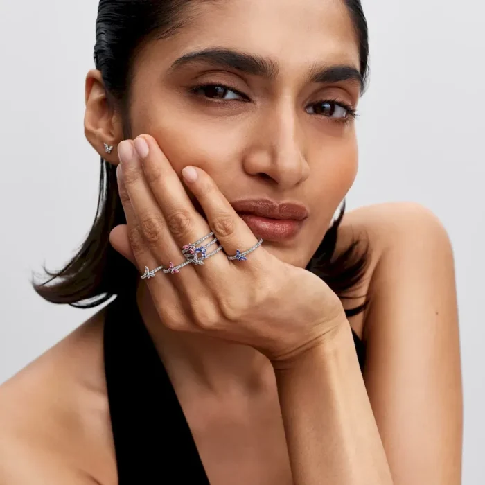 Sparkling Clear Butterfly Ring and Earring Set - Image 10