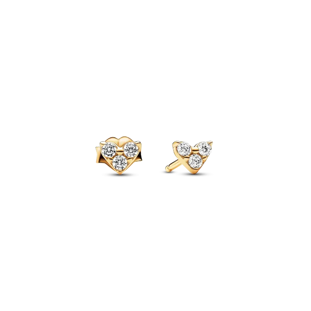 Triple Stone Heart Stud Earrings